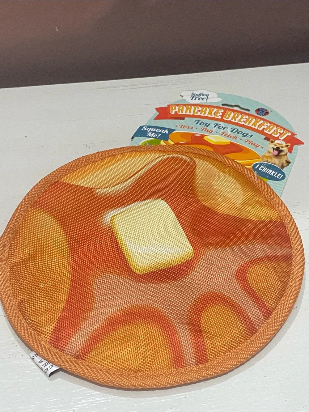 Pancake Dog Fetch Toy Stuffing Free